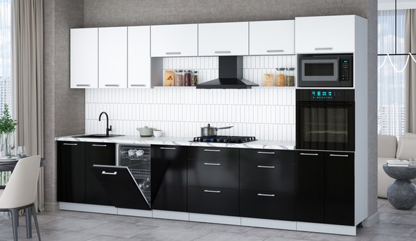 Кухонный гарнитур Интерлиния Мила Gloss 3.5-ПМ3