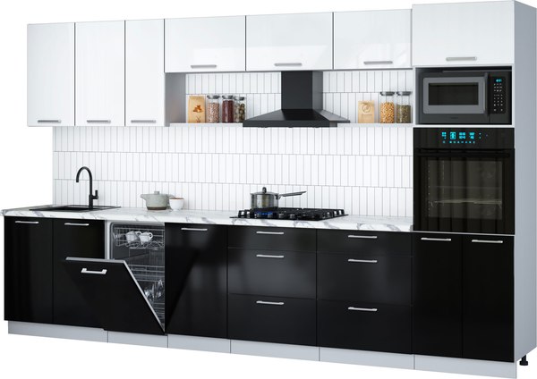 Кухонный гарнитур Интерлиния Мила Gloss 3.5-ПМ3 - фото