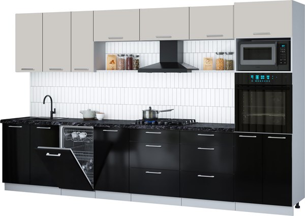 Кухонный гарнитур Интерлиния Мила Gloss 3.5-ПМ3 - фото