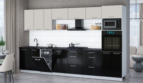 Кухонный гарнитур Интерлиния Мила Gloss 3.5-ПМ3