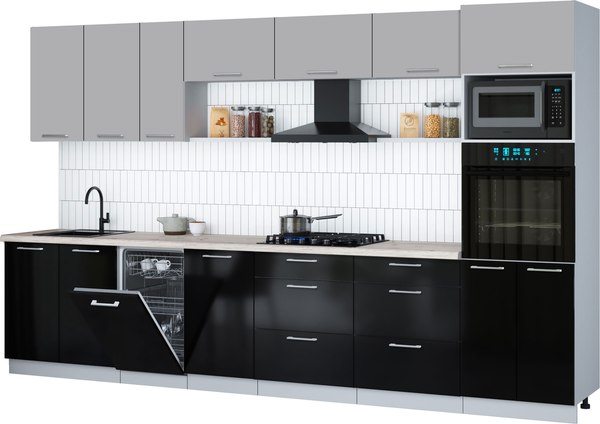 Кухонный гарнитур Интерлиния Мила Gloss 3.5-ПМ3 - фото