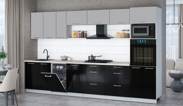 Кухонный гарнитур Интерлиния Мила Gloss 3.5-ПМ3