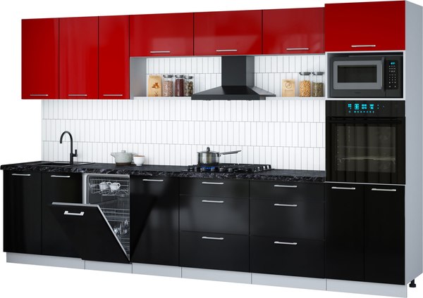 Кухонный гарнитур Интерлиния Мила Gloss 3.5-ПМ3 - фото