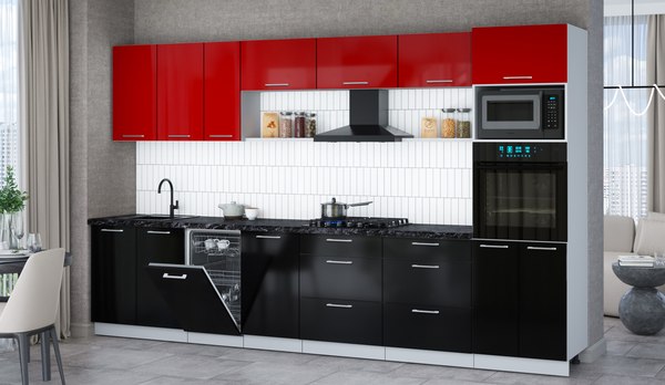 Кухонный гарнитур Интерлиния Мила Gloss 3.5-ПМ3