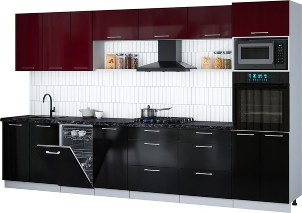 Кухонный гарнитур Интерлиния Мила Gloss 3.5-ПМ3 - фото