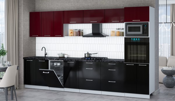 Кухонный гарнитур Интерлиния Мила Gloss 3.5-ПМ3