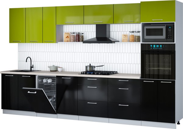 Кухонный гарнитур Интерлиния Мила Gloss 3.5-ПМ3 - фото