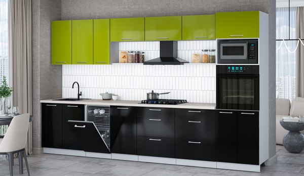 Кухонный гарнитур Интерлиния Мила Gloss 3.5-ПМ3