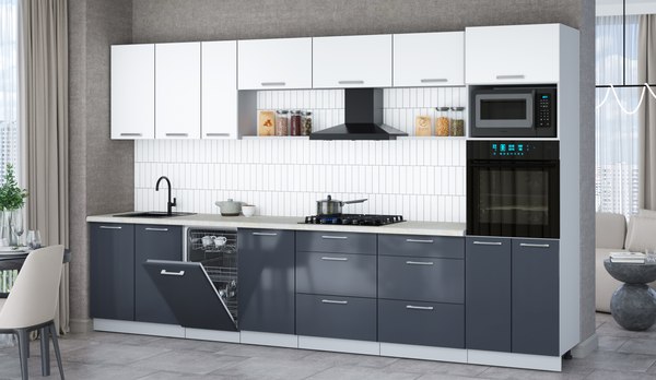 Кухонный гарнитур Интерлиния Мила Gloss 3.5-ПМ3