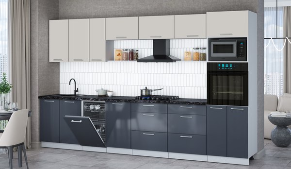 Кухонный гарнитур Интерлиния Мила Gloss 3.5-ПМ3