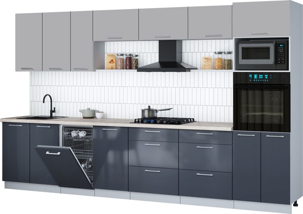 Кухонный гарнитур Интерлиния Мила Gloss 3.5-ПМ3 - фото