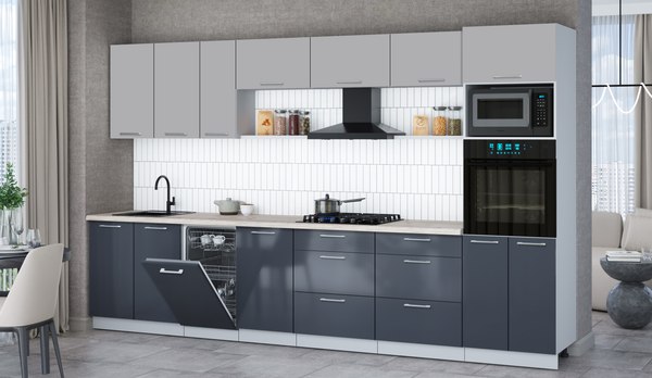 Кухонный гарнитур Интерлиния Мила Gloss 3.5-ПМ3