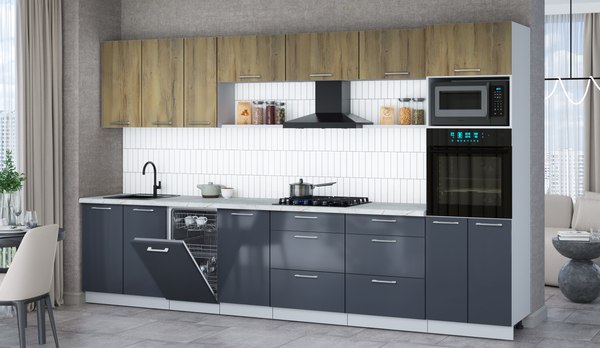 Кухонный гарнитур Интерлиния Мила Gloss 3.5-ПМ3