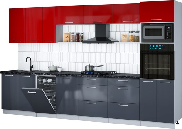 Кухонный гарнитур Интерлиния Мила Gloss 3.5-ПМ3 - фото