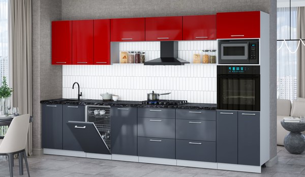 Кухонный гарнитур Интерлиния Мила Gloss 3.5-ПМ3