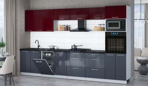 Кухонный гарнитур Интерлиния Мила Gloss 3.5-ПМ3