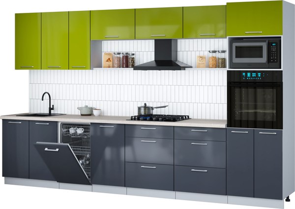 Кухонный гарнитур Интерлиния Мила Gloss 3.5-ПМ3 - фото