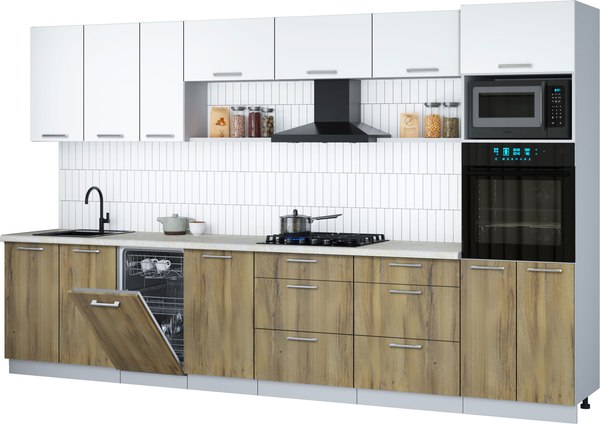Кухонный гарнитур Интерлиния Мила Gloss 3.5-ПМ3 - фото