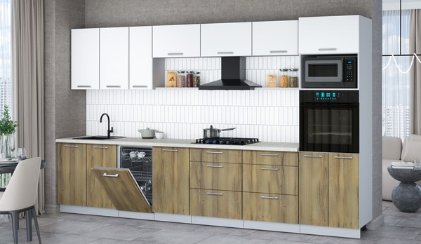 Кухонный гарнитур Интерлиния Мила Gloss 3.5-ПМ3