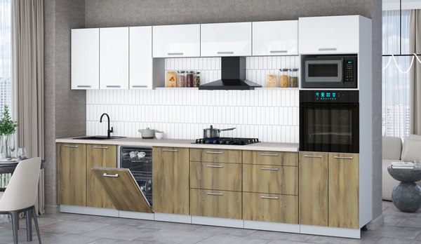 Кухонный гарнитур Интерлиния Мила Gloss 3.5-ПМ3