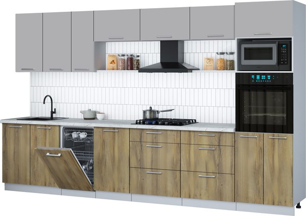 Кухонный гарнитур Интерлиния Мила Gloss 3.5-ПМ3 - фото