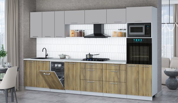 Кухонный гарнитур Интерлиния Мила Gloss 3.5-ПМ3