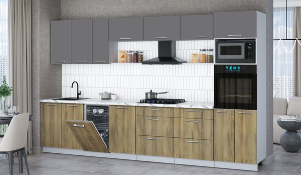 Кухонный гарнитур Интерлиния Мила Gloss 3.5-ПМ3