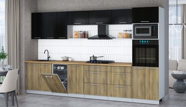 Кухонный гарнитур Интерлиния Мила Gloss 3.5-ПМ3