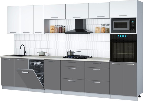 Кухонный гарнитур Интерлиния Мила Gloss 3.5-ПМ3 - фото