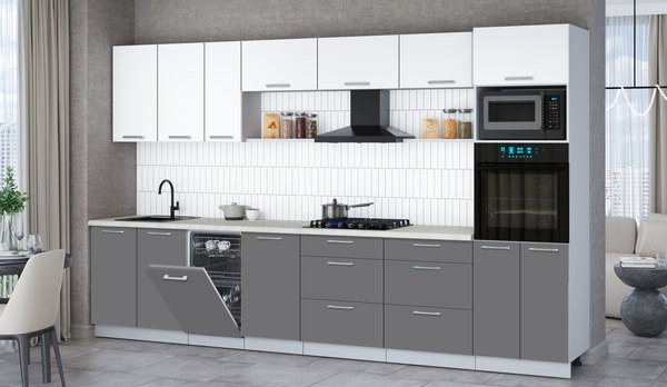 Кухонный гарнитур Интерлиния Мила Gloss 3.5-ПМ3