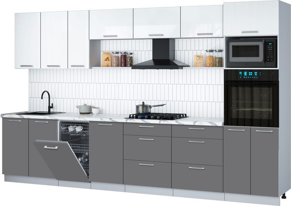 Кухонный гарнитур Интерлиния Мила Gloss 3.5-ПМ3 - фото