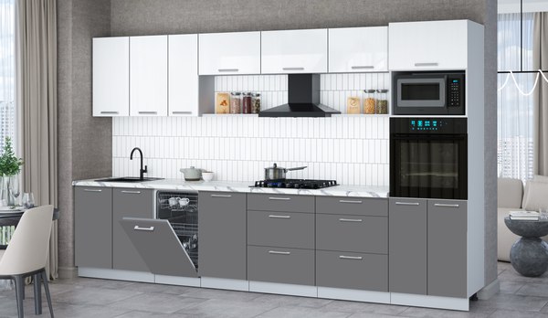 Кухонный гарнитур Интерлиния Мила Gloss 3.5-ПМ3
