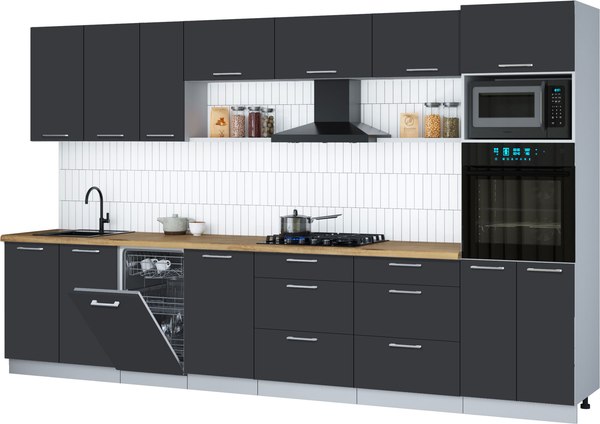 Кухонный гарнитур Интерлиния Мила Gloss 3.5-ПМ3 - фото