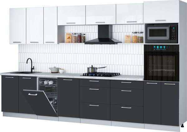 Кухонный гарнитур Интерлиния Мила Gloss 3.5-ПМ3 - фото