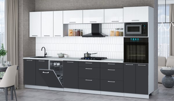 Кухонный гарнитур Интерлиния Мила Gloss 3.5-ПМ3