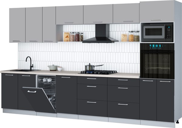 Кухонный гарнитур Интерлиния Мила Gloss 3.5-ПМ3 - фото