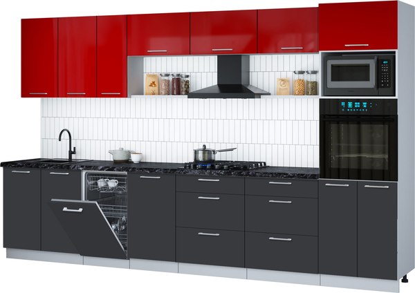 Кухонный гарнитур Интерлиния Мила Gloss 3.5-ПМ3 - фото