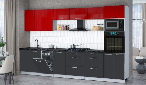 Кухонный гарнитур Интерлиния Мила Gloss 3.5-ПМ3