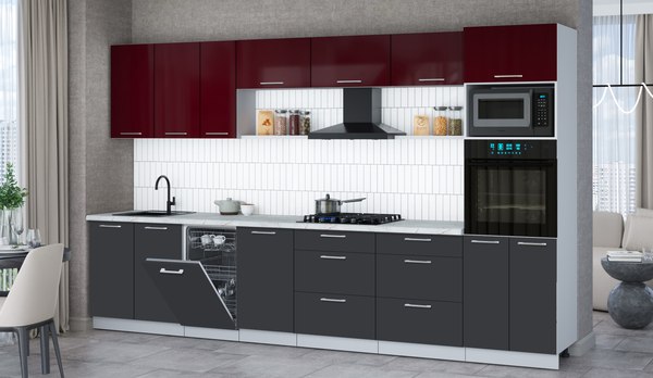 Кухонный гарнитур Интерлиния Мила Gloss 3.5-ПМ3