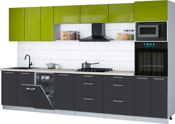 Кухонный гарнитур Интерлиния Мила Gloss 3.5-ПМ3 - фото