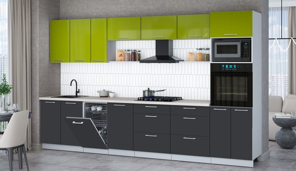 Кухонный гарнитур Интерлиния Мила Gloss 3.5-ПМ3