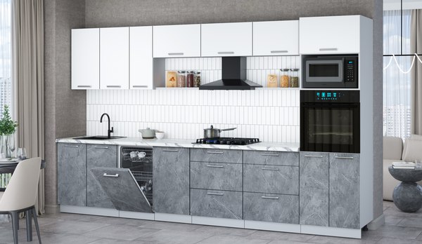 Кухонный гарнитур Интерлиния Мила Gloss 3.5-ПМ3