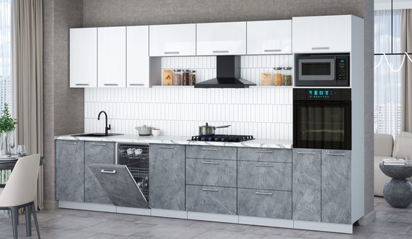 Кухонный гарнитур Интерлиния Мила Gloss 3.5-ПМ3