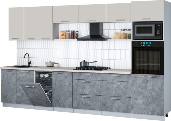 Кухонный гарнитур Интерлиния Мила Gloss 3.5-ПМ3 - фото