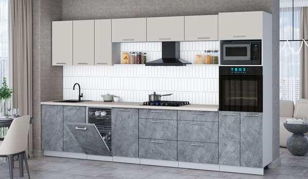 Кухонный гарнитур Интерлиния Мила Gloss 3.5-ПМ3