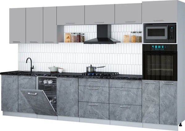 Кухонный гарнитур Интерлиния Мила Gloss 3.5-ПМ3 - фото