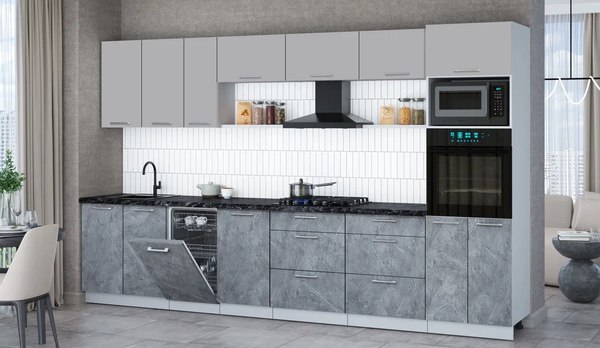 Кухонный гарнитур Интерлиния Мила Gloss 3.5-ПМ3