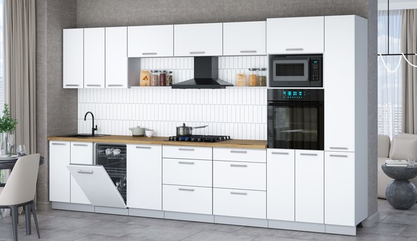 Кухонный гарнитур Интерлиния Мила Gloss 3.6-ПМ3