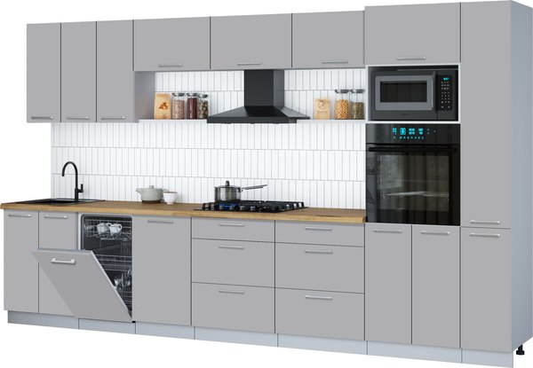 Кухонный гарнитур Интерлиния Мила Gloss 3.6-ПМ3 - фото