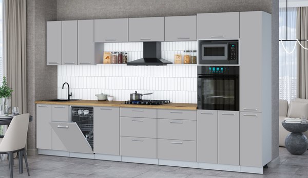 Кухонный гарнитур Интерлиния Мила Gloss 3.6-ПМ3